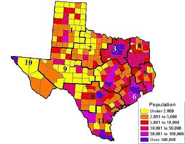 Texas Total Child Population Ages Birth to 17 Years by County (1998)