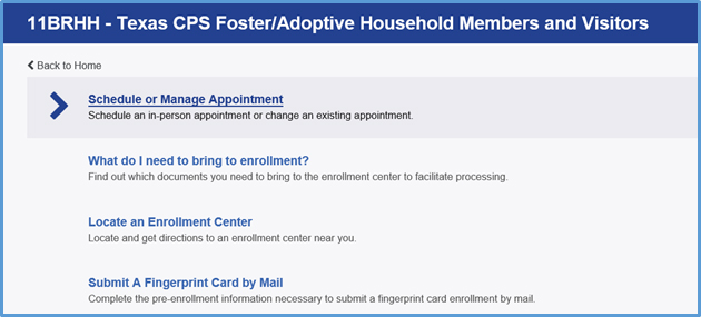 screenshot of 11BRHH - TEXAS CPS Foster/Adoptive Household Members and Visitors