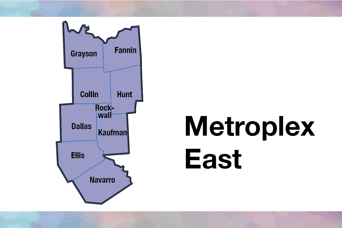 Metroplex East map, as described on the Metroplex East community area page