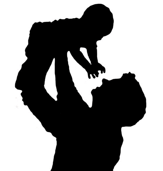 silhouette of a father lifting a baby